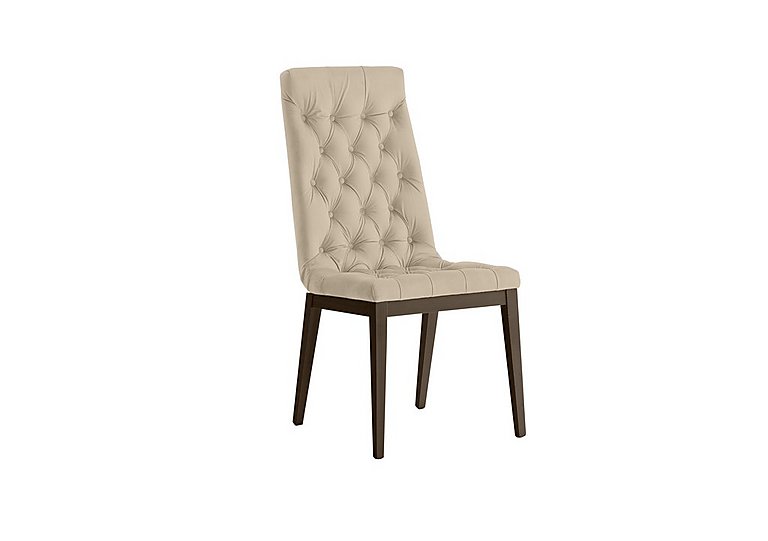 Palazzo Capitonne Buttoned Dining Chair in Dark Walnut - Aquos Cream