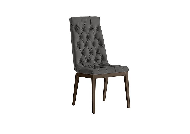 Palazzo Capitonne Buttoned Dining Chair in Dark Walnut - Aquos Dark Grey