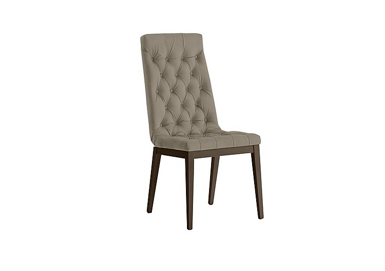 Palazzo Capitonne Buttoned Dining Chair in Dark Walnut - Aquos Taupe