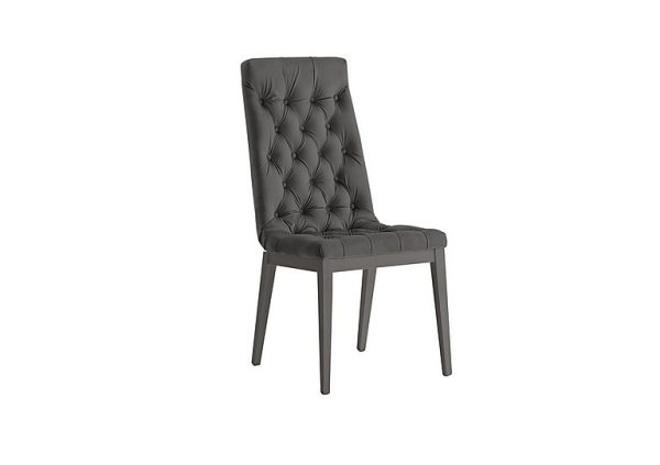 Palazzo Capitonne Buttoned Dining Chair in Silver Birch  Aquos Dark Grey | Bed Sava