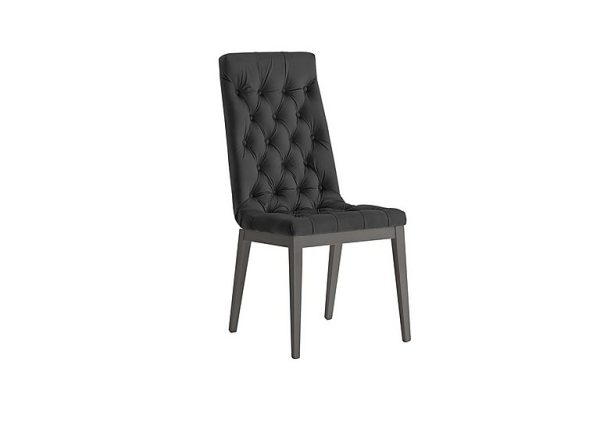 Palazzo Capitonne Buttoned Dining Chair in Silver Birch  Scarlet Dark Grey | Bed Sava