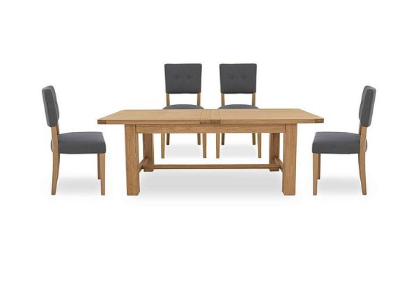 Augusta Large Rectangular Extending Dining Table and 4 Open Back Upholstered Chairs  Anthracite | Bed Sava