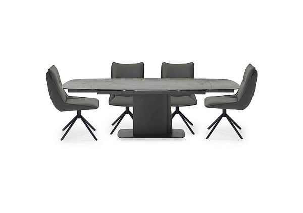 Catalina Large Extending Dining Table and 4 Swivel Chairs  Dark Grey | Bed Sava