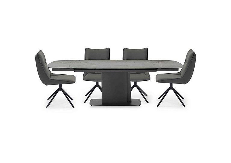Catalina Large Extending Dining Table and 4 Swivel Chairs  Dark Grey | Bed Sava