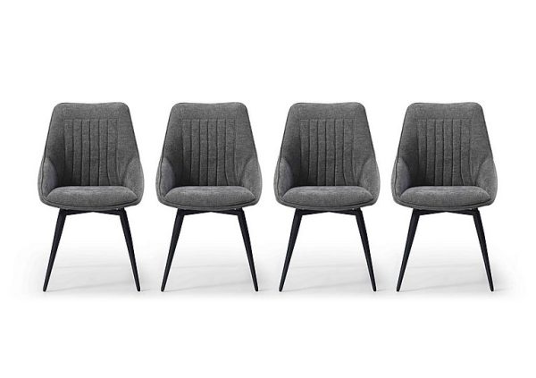 Crete Set of 4 Swivel Dining Chair  Dark Grey | Bed Sava