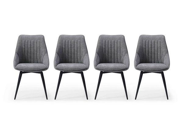 Crete Set of 4 Swivel Dining Chair  Silver | Bed Sava