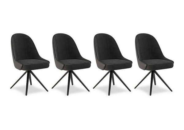Jose Set of 4 Swivel Dining Chairs  Anthracite | Bed Sava