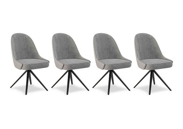 Jose Set of 4 Swivel Dining Chairs  Stone | Bed Sava