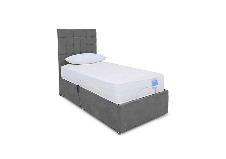 Sleep Story - Natural Comfort Adjustable Divan Bed With 2 Drawer Storage - Small Single - Plush Arctic Grey