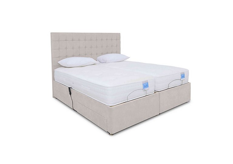 Sleep Story - Natural Comfort Adjustable Soft/Firm Divan Bed With No Storage - King Size - Plush Argent