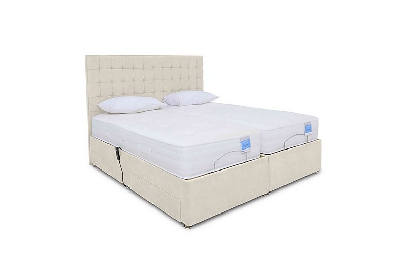 Sleep Story - Natural Comfort Adjustable Soft/Firm Divan Bed With No Storage - King Size - Plush Ecru