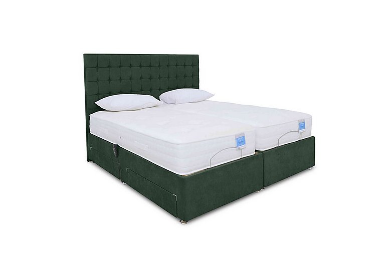 Sleep Story - Natural Comfort Adjustable Soft/Firm Divan Bed With No Storage - King Size - Plush Emerald