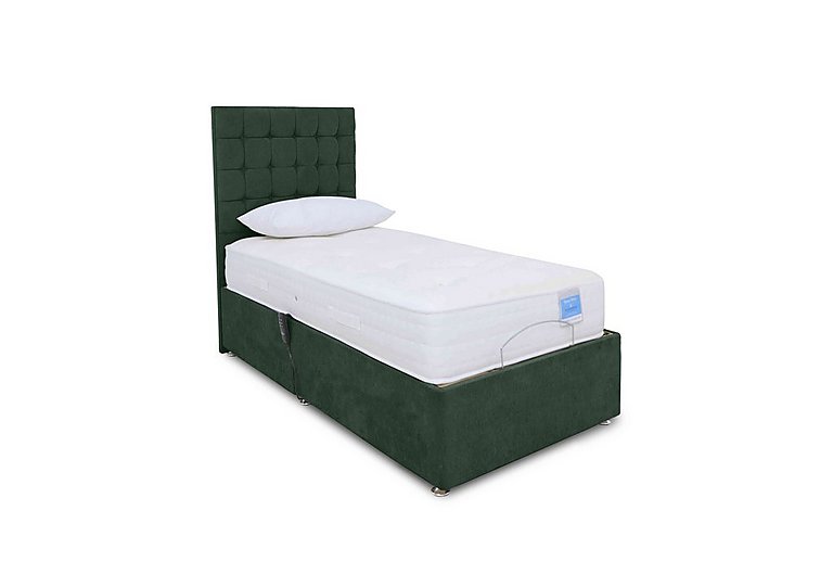 Sleep Story - Natural Comfort Adjustable Divan Bed With No Storage - Small Single - Plush Emerald