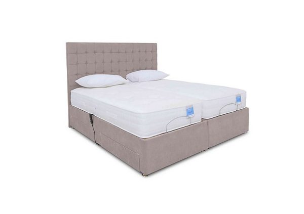Sleep Story  Natural Comfort Adjustable SoftFirm Divan Bed With 2 Drawer Storage  King Size  Plush Lilac | Bed Sava