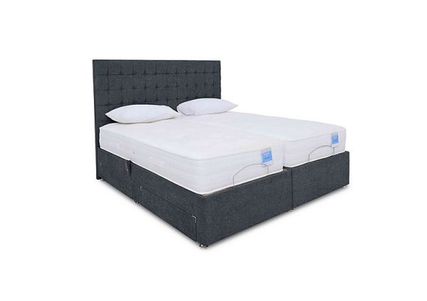 Sleep Story  Natural Comfort Adjustable Soft Divan Bed With 2 Drawer Storage  King Size  Carbon | Bed Sava