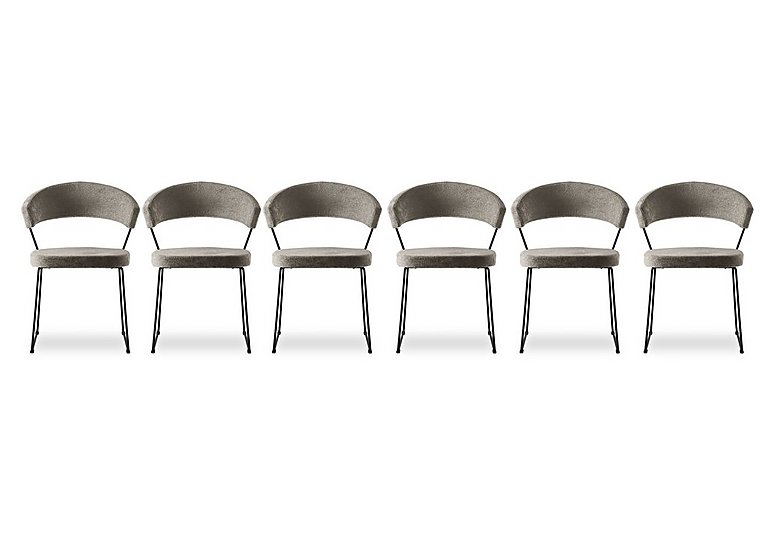 Connubia - New York Set of 6 Black Metal Leg Dining Chairs