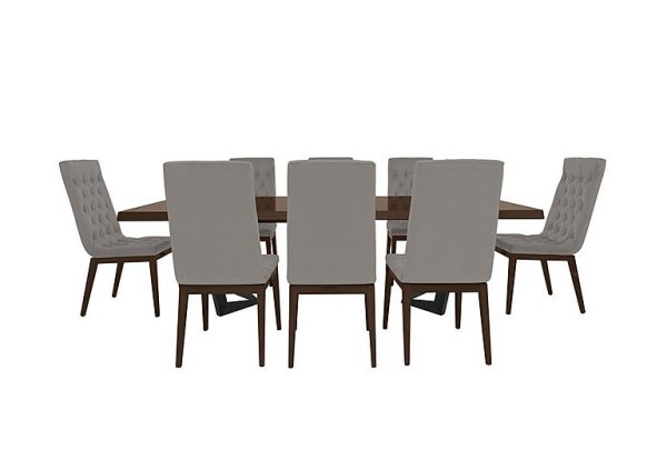 Palazzo 200cm Extending Dining Table in Dark Walnut with 8 Capitonne Buttoned Chairs  Scarlet Silver | Bed Sava