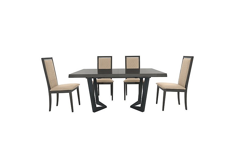 Palazzo 160cm Extending Dining Table in Silver Birch with 4 Rombi Chairs - Aquos Cream