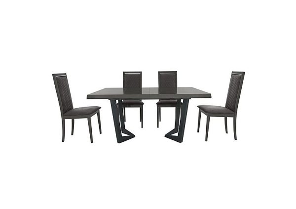 Palazzo 160cm Extending Dining Table in Silver Birch with 4 Rombi Chairs  Aquos Dark Grey | Bed Sava