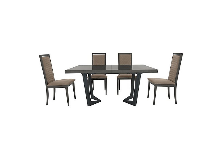 Palazzo 160cm Extending Dining Table in Silver Birch with 4 Rombi Chairs - Aquos Taupe