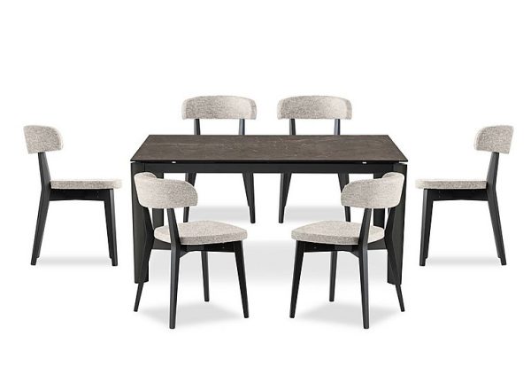Connubia  Rosa 130cm Small Extending Dining Table with Bronze Ceramic Top and Graphite Wooden Legs and 6 Siren Chairs | Bed Sava