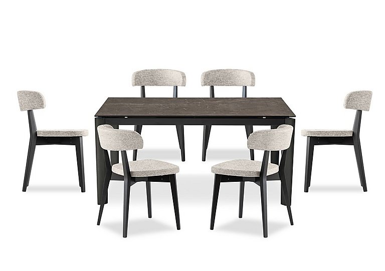 Connubia  Rosa 130cm Small Extending Dining Table with Bronze Ceramic Top and Graphite Wooden Legs and 6 Siren Chairs | Bed Sava