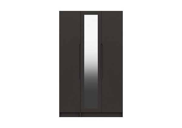 London Bedrooms  St Pancras 3 Door Tall Wardrobe with Mirror  Graphite | Bed Sava