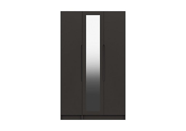 London Bedrooms  St Pancras 3 Door Tall Wardrobe with Mirror  Graphite | Bed Sava