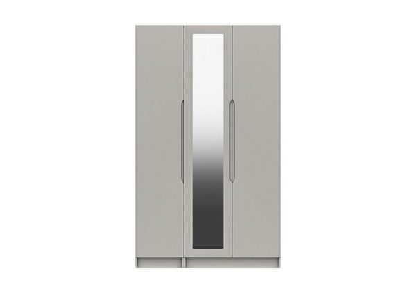 London Bedrooms  St Pancras 3 Door Tall Wardrobe with Mirror  Light Grey | Bed Sava