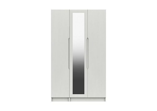 London Bedrooms  St Pancras 3 Door Tall Wardrobe with Mirror  White | Bed Sava