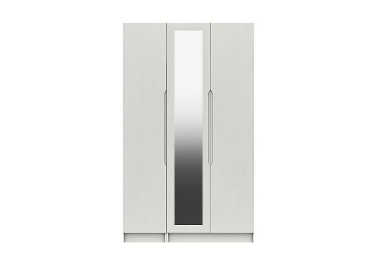 London Bedrooms  St Pancras 3 Door Tall Wardrobe with Mirror  White | Bed Sava