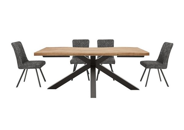 Earth Large Live Edge Dining Table and 4 Chairs  Graphite | Bed Sava