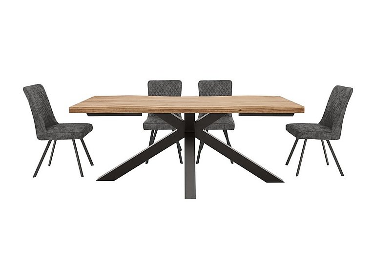 Earth Large Live Edge Dining Table and 4 Chairs - Graphite