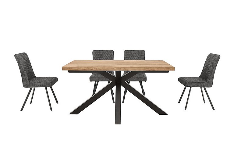 Earth Small Live Edge Dining Table and 4 Chairs - Graphite