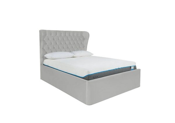 Kendall Ottoman Bed Frame  King Size  Velvet Silver | Bed Sava