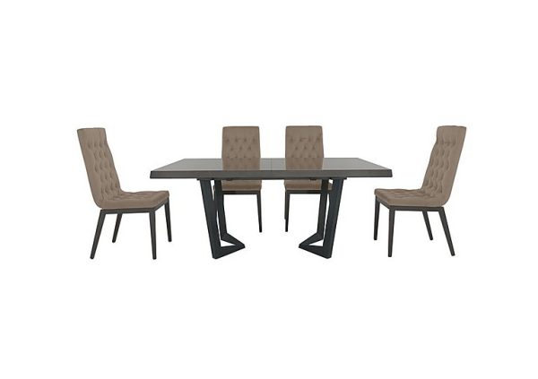 Palazzo 160cm Extending Dining Table in Silver Birch with 4 Capitonne Buttoned Chairs  Aquos Taupe | Bed Sava