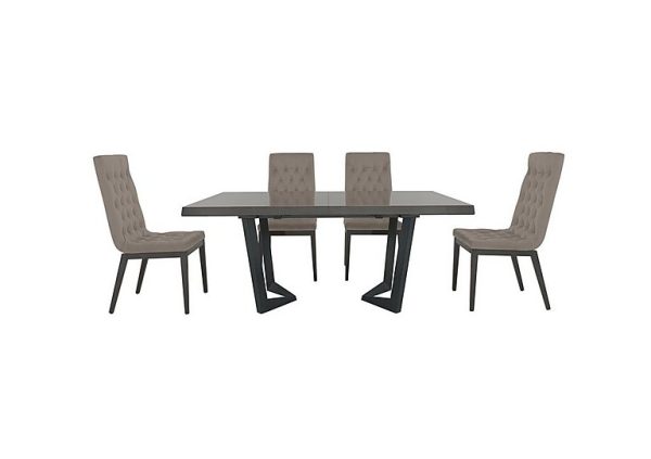 Palazzo 160cm Extending Dining Table in Silver Birch with 4 Capitonne Buttoned Chairs  Scarlet Taupe | Bed Sava