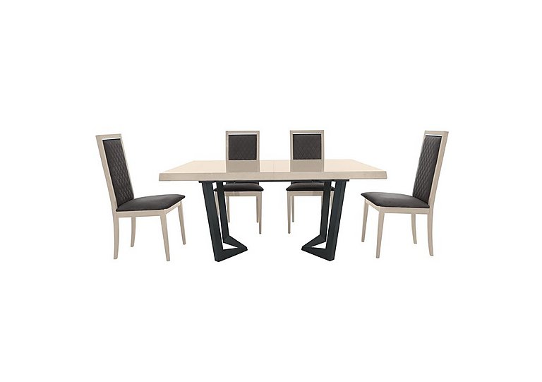Palazzo 200cm Extending Dining Table in Sand Birch with 4 Rombi Chairs - Aquos Dark Grey