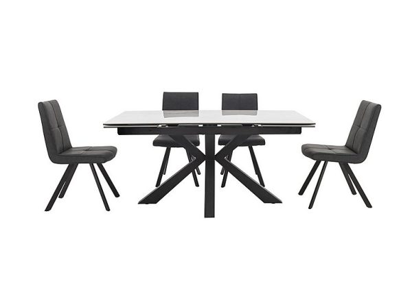Phoenix Dining Table and 4 Chairs  Dark Grey | Bed Sava