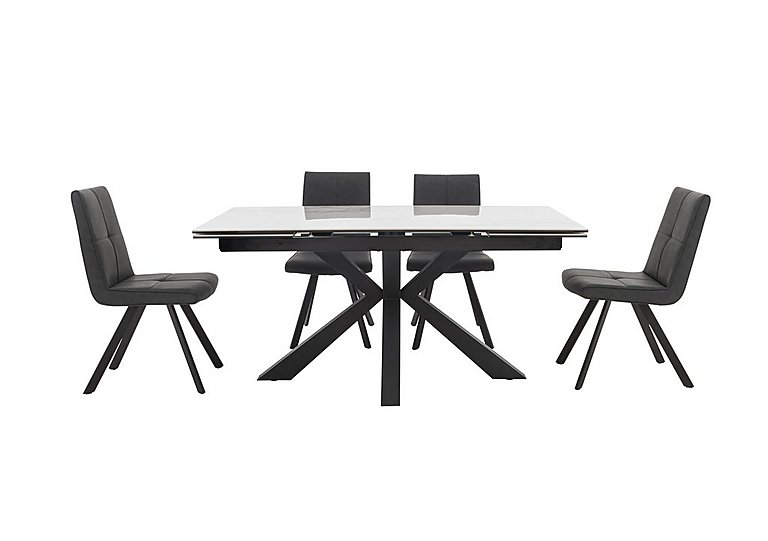 Phoenix Dining Table and 4 Chairs - Dark Grey