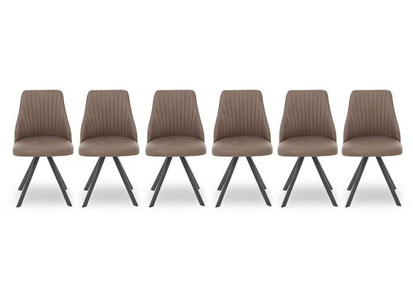 Vida Set of 6 Swivel Dining Chairs  Brown | Bed Sava