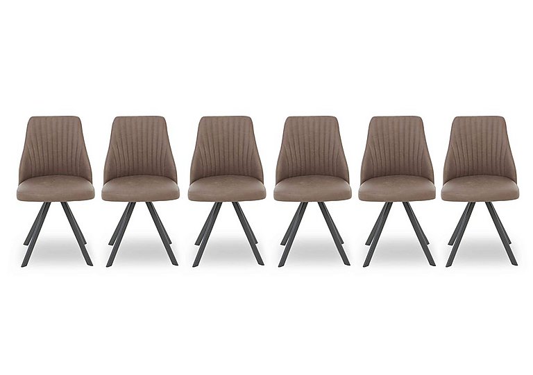 Vida Set of 6 Swivel Dining Chairs - Brown
