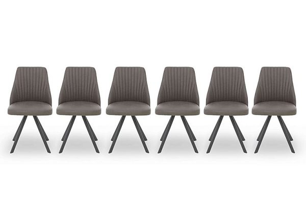Vida Set of 6 Swivel Dining Chairs  Dark Grey | Bed Sava