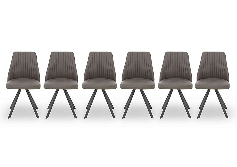 Vida Set of 6 Swivel Dining Chairs - Dark Grey