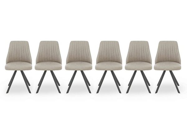 Vida Set of 6 Swivel Dining Chairs  Light Grey | Bed Sava