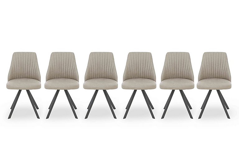 Vida Set of 6 Swivel Dining Chairs - Light Grey