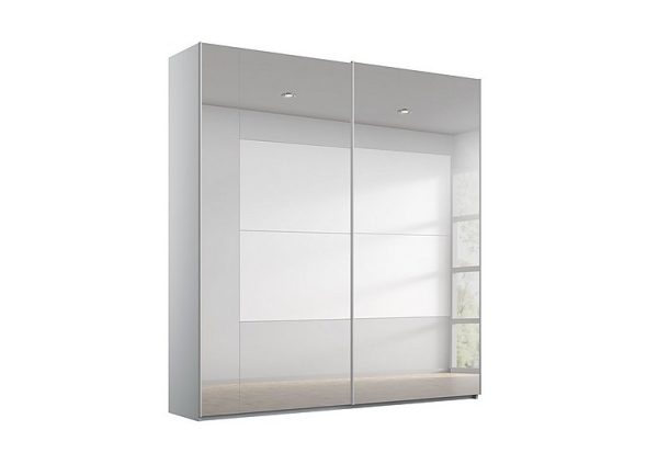 Rauch  Rio 181cm 2 Door Sliding Wardrobe with Basic Interior Fittings Package  Silk Grey CarcGrey Mirror | Bed Sava