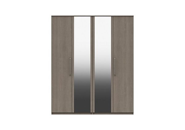 London Bedroomsfriars 4 Door Wardrobe with 2 Mirrors  Beige Grey Oak | Bed Sava
