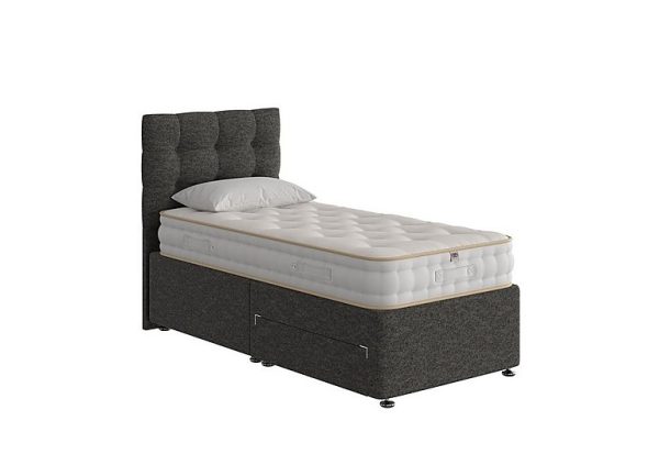 The Handmade Bed Company  Boutique Ortho Divan Set With No Storage  Single  Teddy Charcoal | Bed Sava