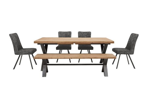 Earth Large Straight Edge Dining Table with a Large Bench and 4 Chairs | Bed Sava